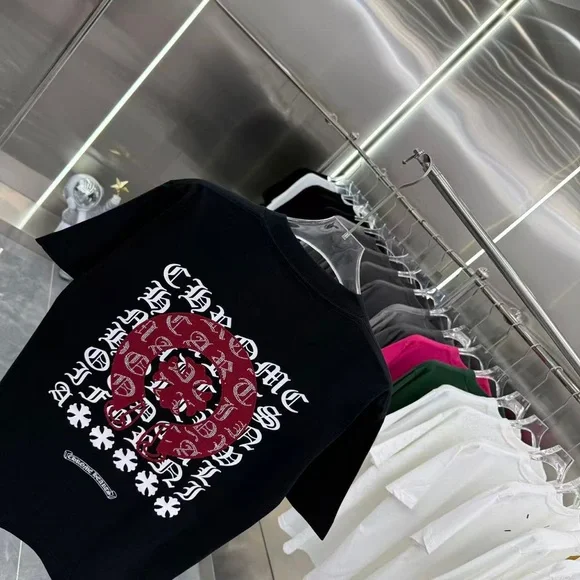 Chrome Hearts Black Tee with Pink Embroidery